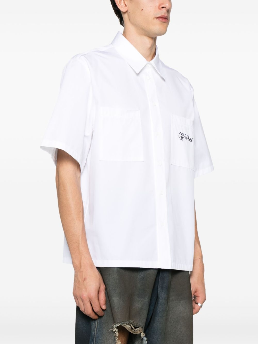 logo-embroidered shirt - 4