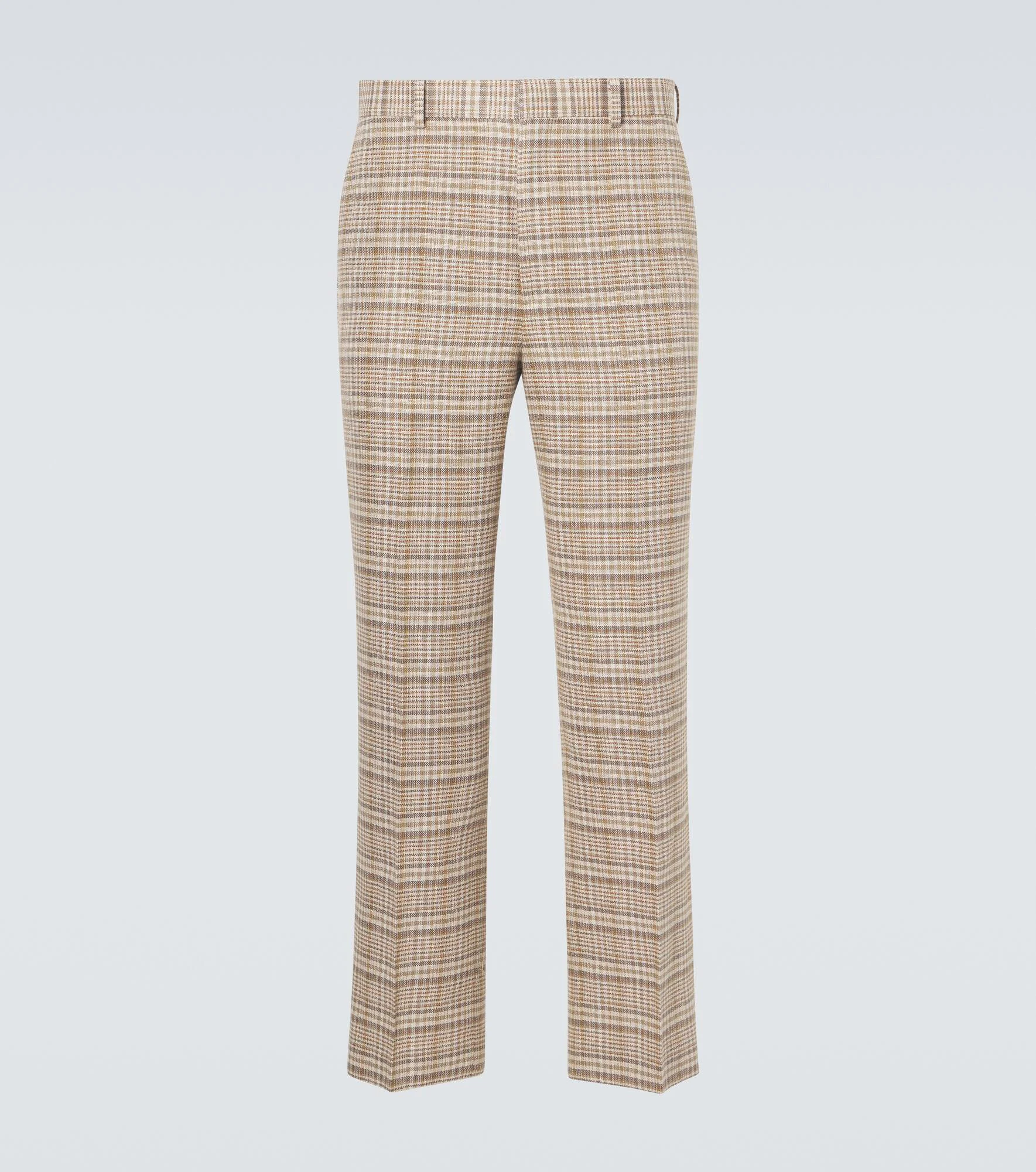 Checked silk and linen tweed straight pants - 1