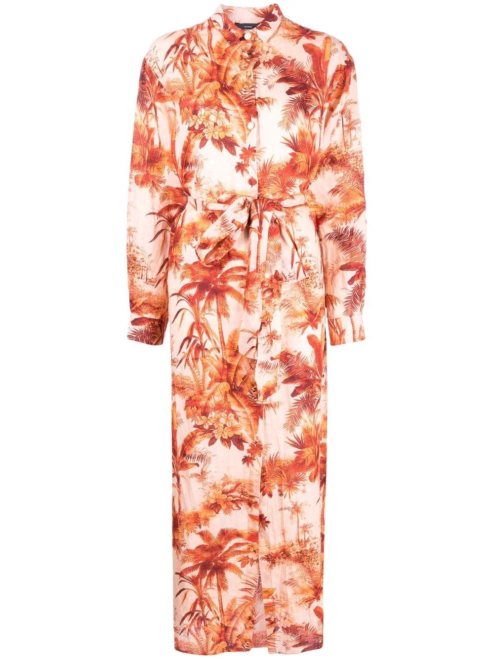 palm tree-print shirt dress - 1