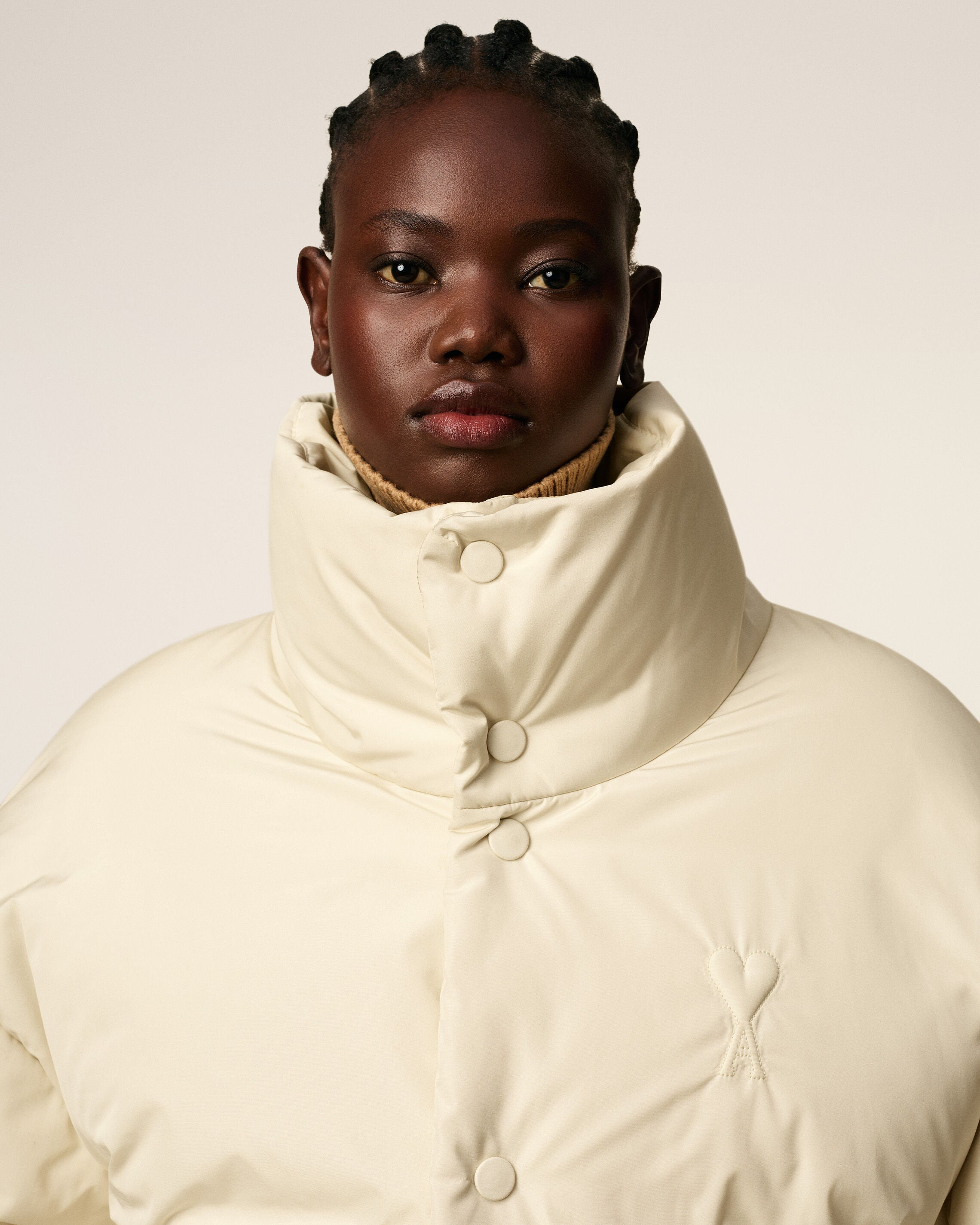 WHITE TAFFETAS  AMI DE COEUR DOWN JACKET - 4