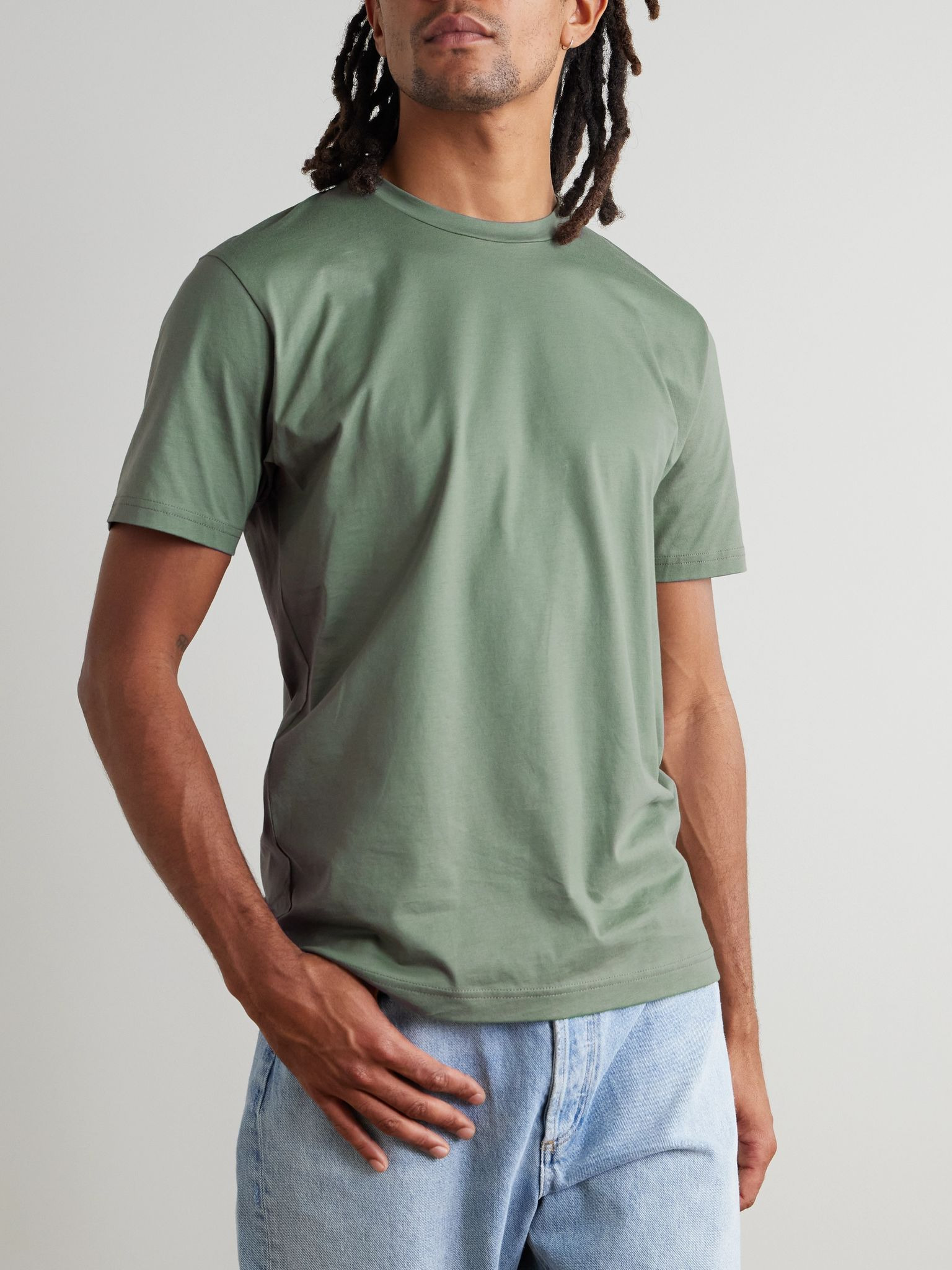 Riviera Supima Cotton-Jersey T-Shirt Green - 3