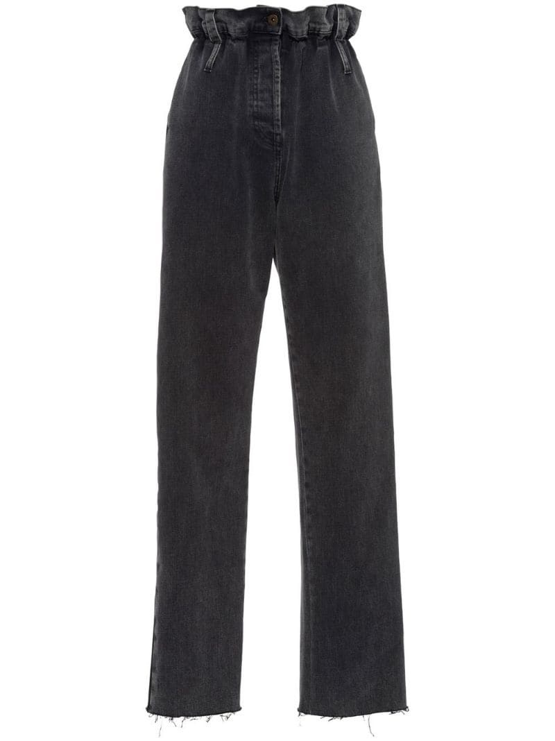 paperbag-waist denim trousers - 1