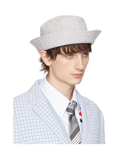 Thom Browne White & Gray Quarter Combo Bucket Hat outlook