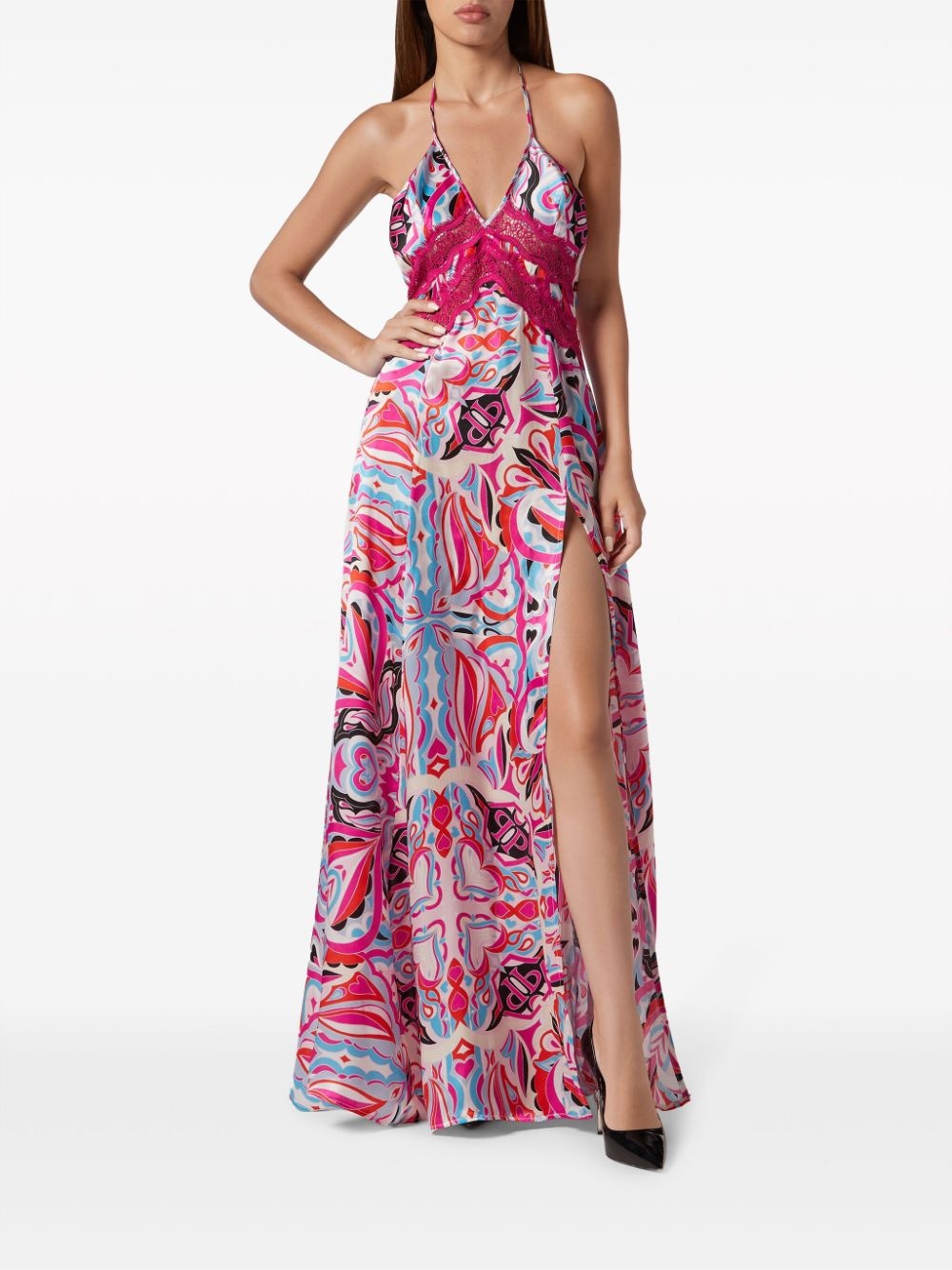 abstract-print V-neck maxi dress - 3
