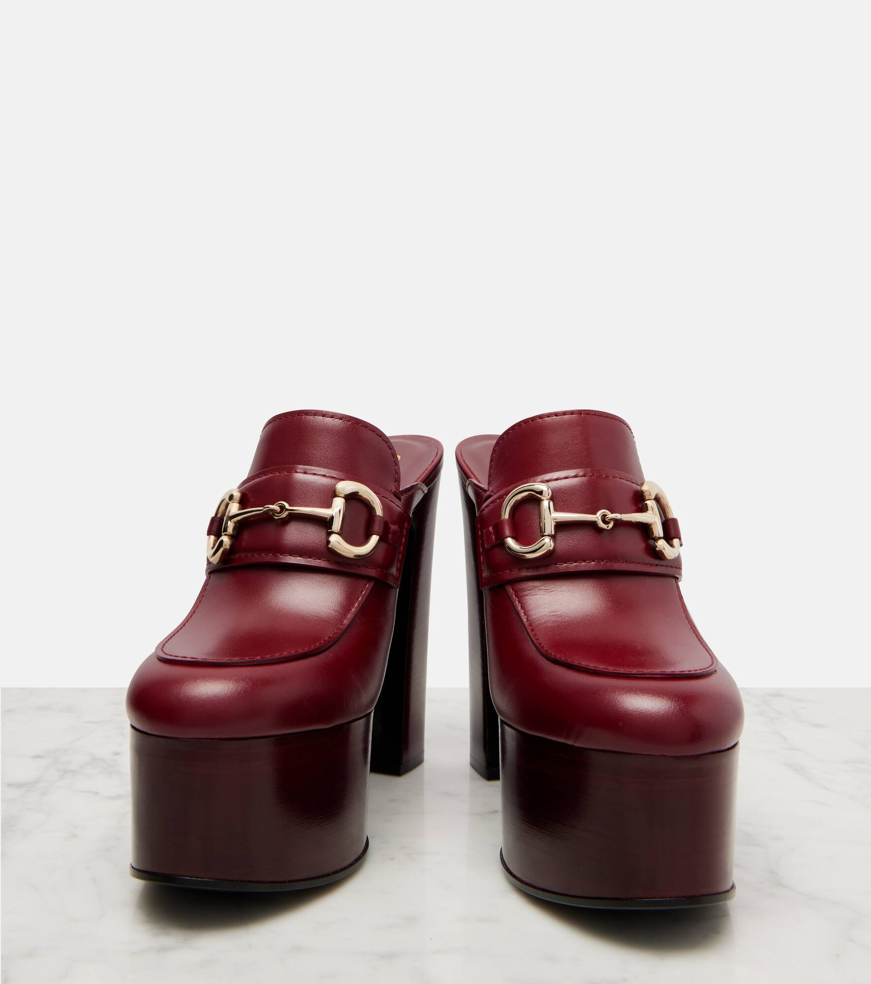 Horsebit leather platform mules - 5