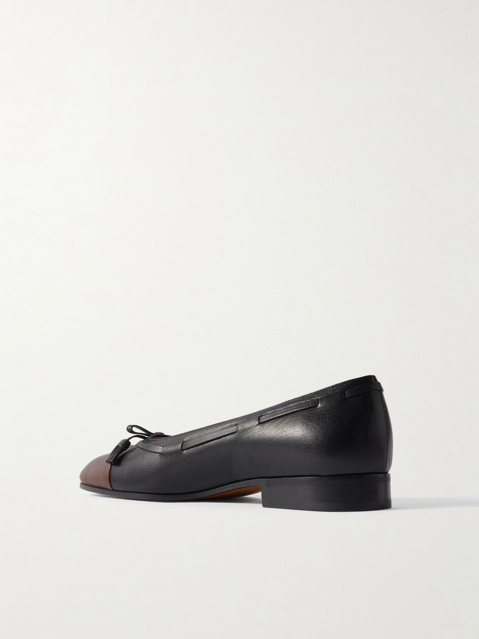 Valet Du Roi Logo-Embellished Bow-Detailed Two-Tone Leather Loafers Black - 4