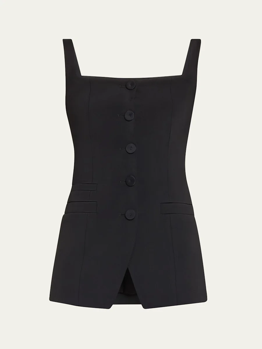 Square-Neck Buttoned Top - 1