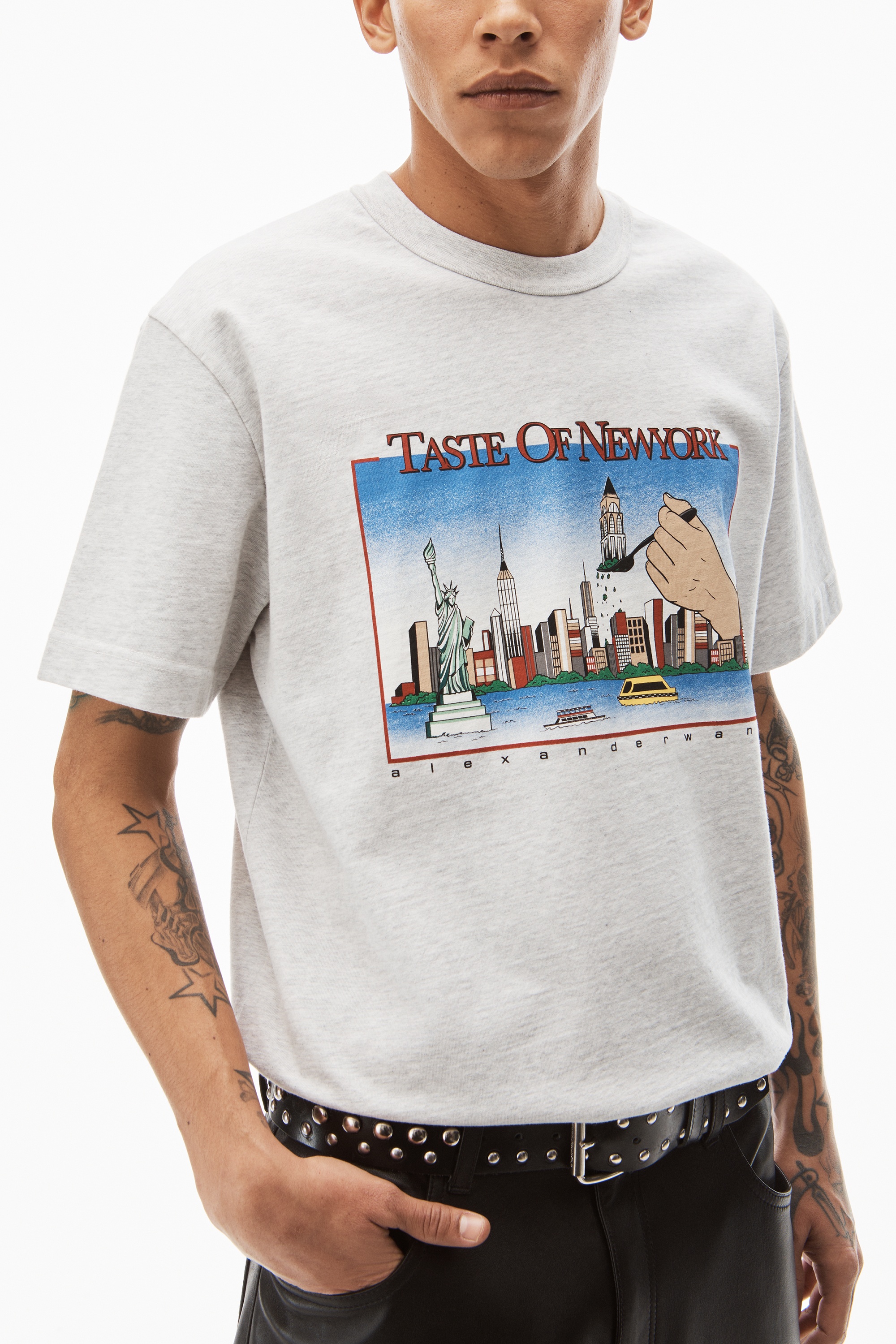 Alexander Wang NY SKYLINE GRAPHIC TEE IN COMPACT JERSEY | REVERSIBLE