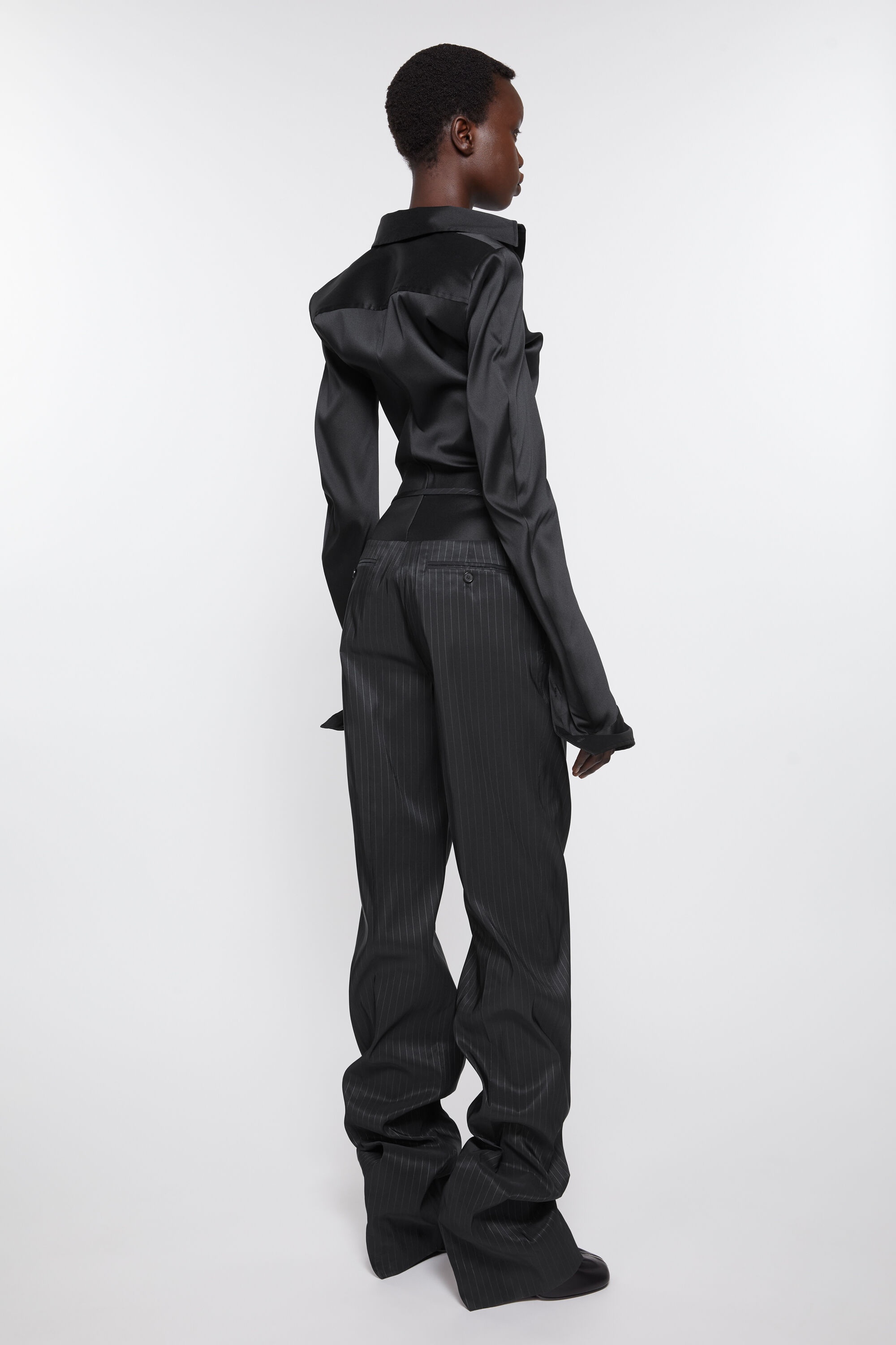 Pinstripe tailored trousers - Black - 3