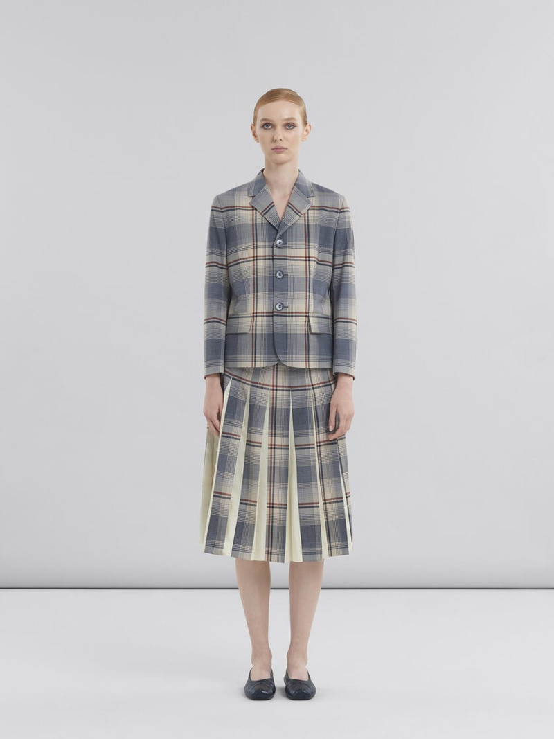 Marni GREY CHECKED WOOL JACKET WITH MARNI MENDING outlook