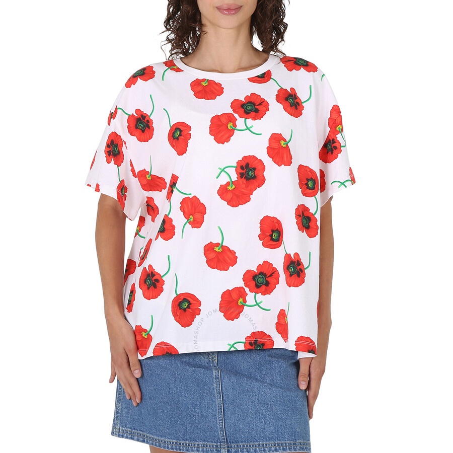 Kenzo Ladies White Poppy All-Over Logo T-Shirt - 3