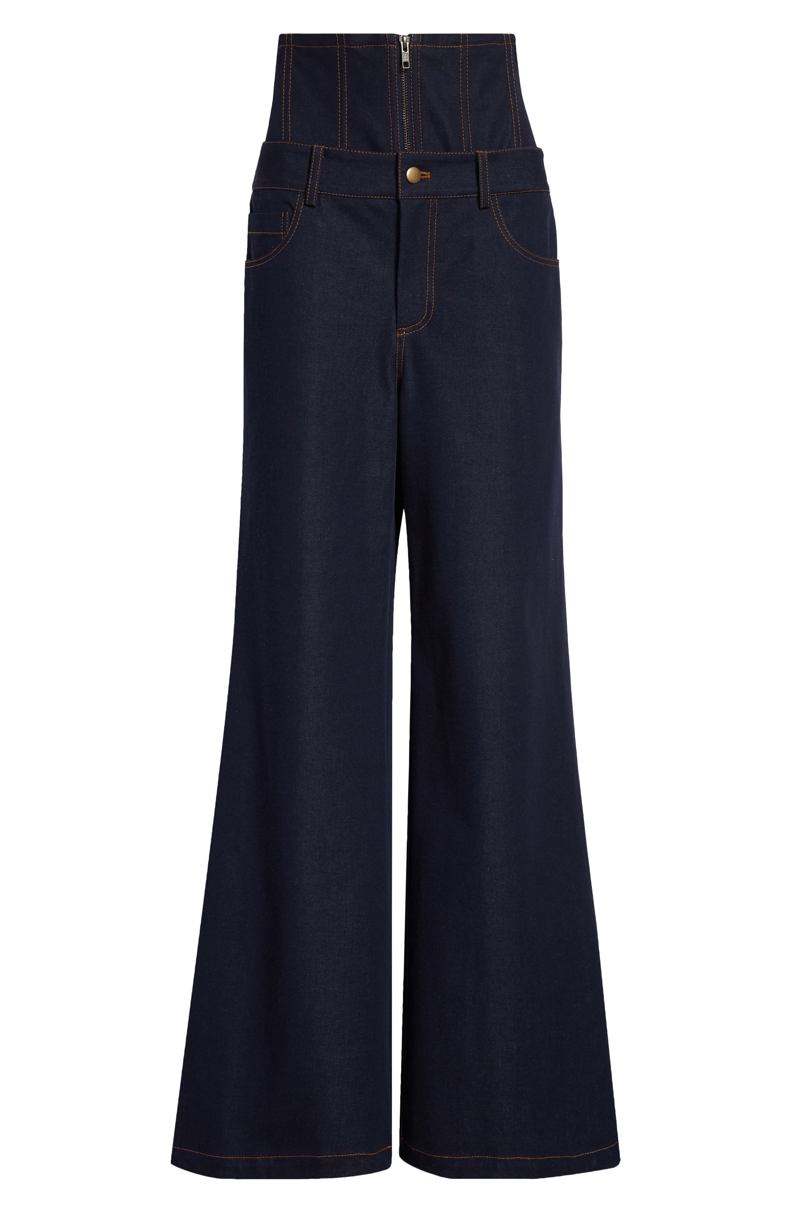 MONSE Corset Waist Wide Leg Jeans in Indigo at Nordstrom - 6