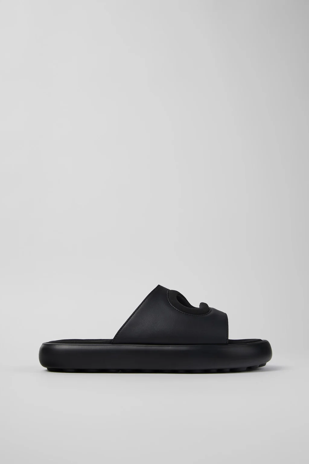 Twins Black Leather/Textile Slide for Men - 1