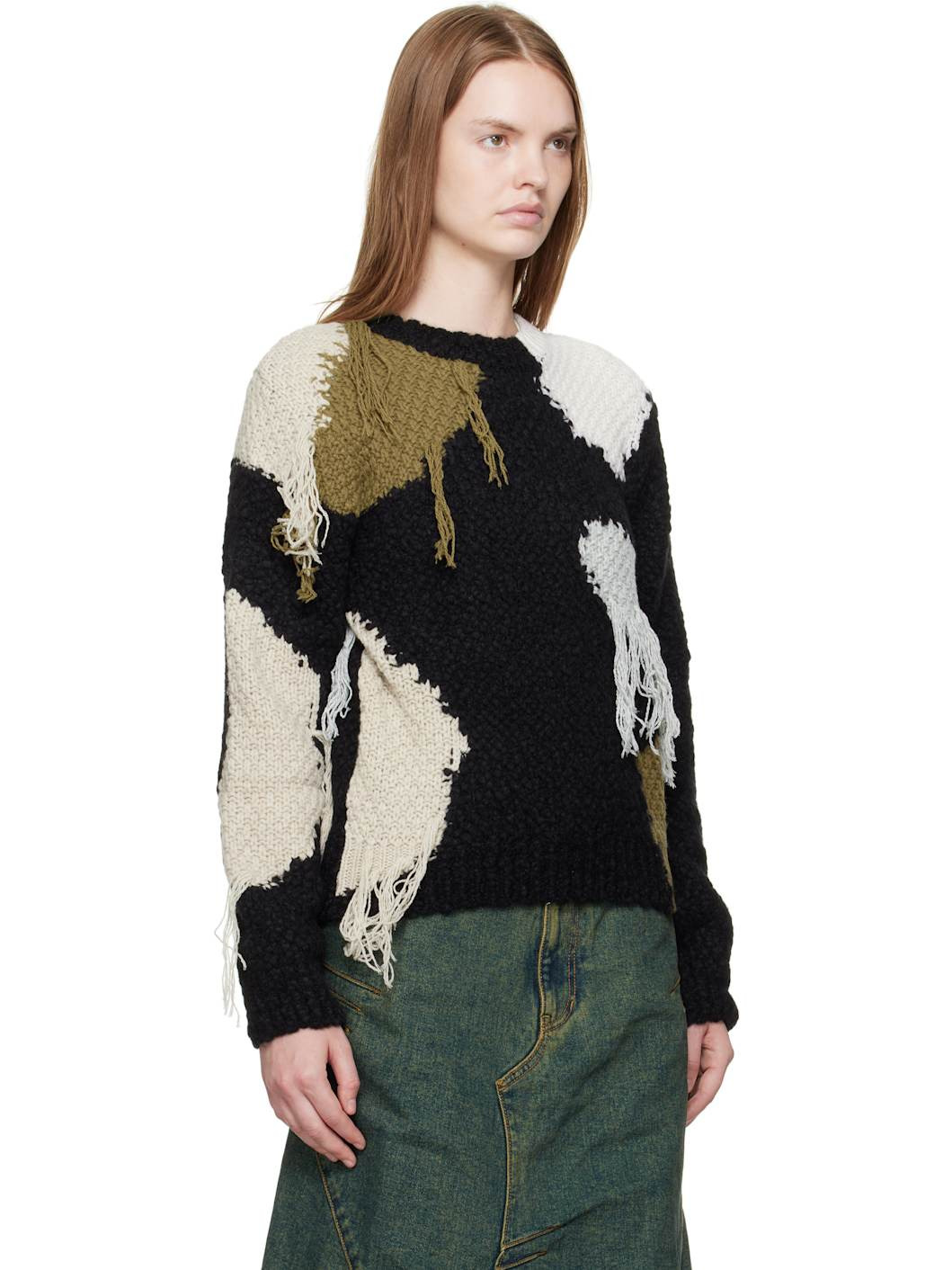 Black Sylvia Abstract Patchwork Sweater - 2