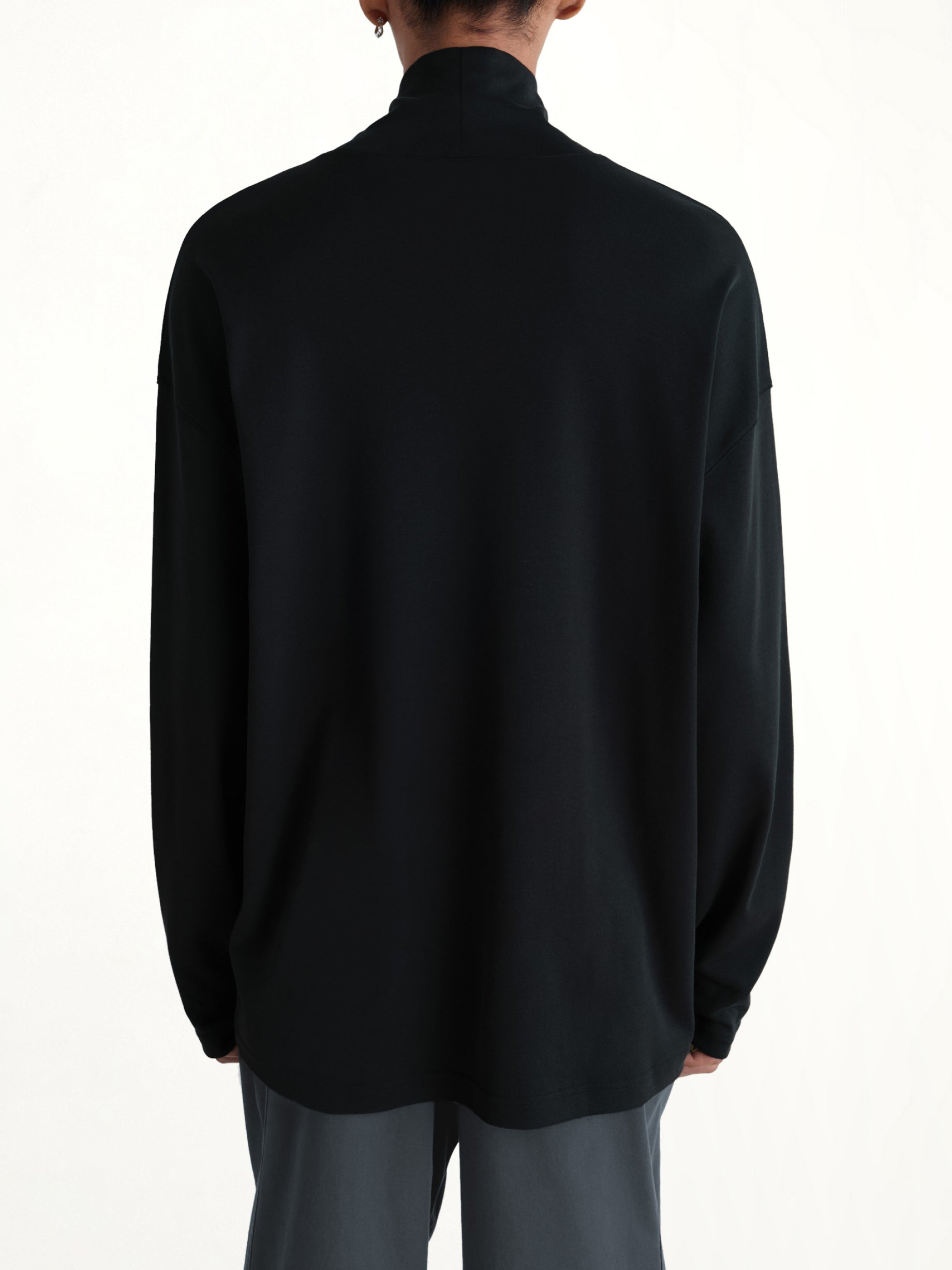 Relaxed Mock Neck T-Shirt in Black - 6