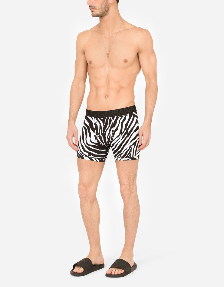 Long-leg stretch cotton boxers with zebra print - 2