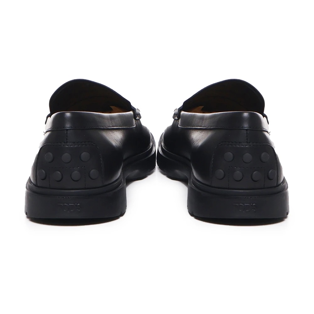 BLACK LEATHER LOAFERS RUBBER SOLE ITALY - 6