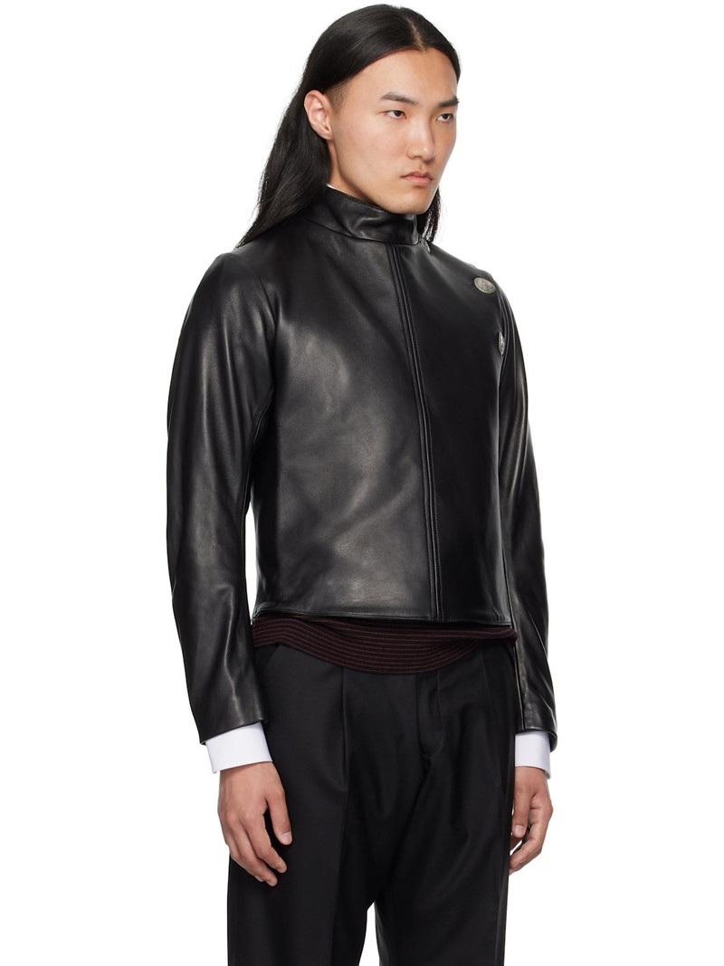 Black Fencing Leather Jacket 2