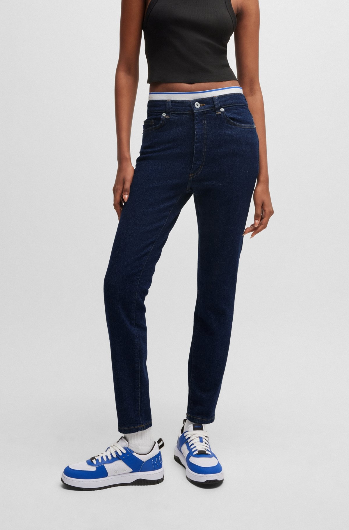 SKINNY-FIT JEANS IN DARK-BLUE STRETCH DENIM - 2