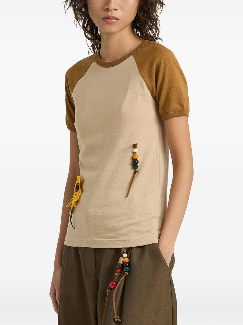 flower-appliqué T-shirt 3