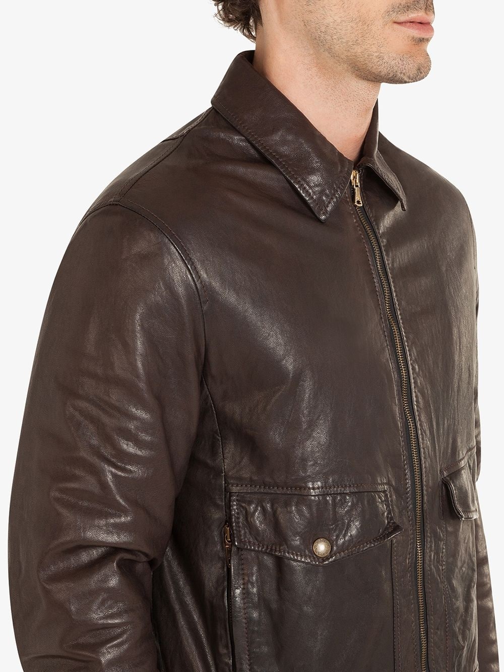 washed leather jacket - 5