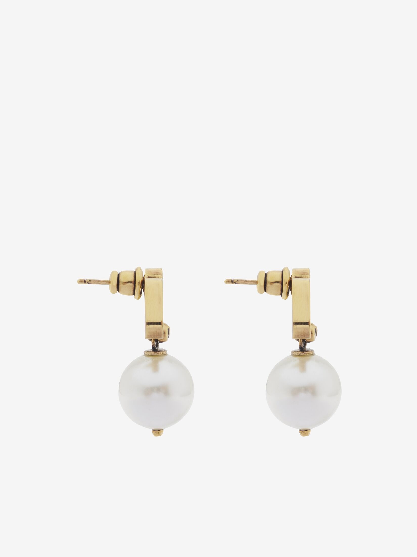 Women's Seal Logo Pearl Earrings in Gold - 2