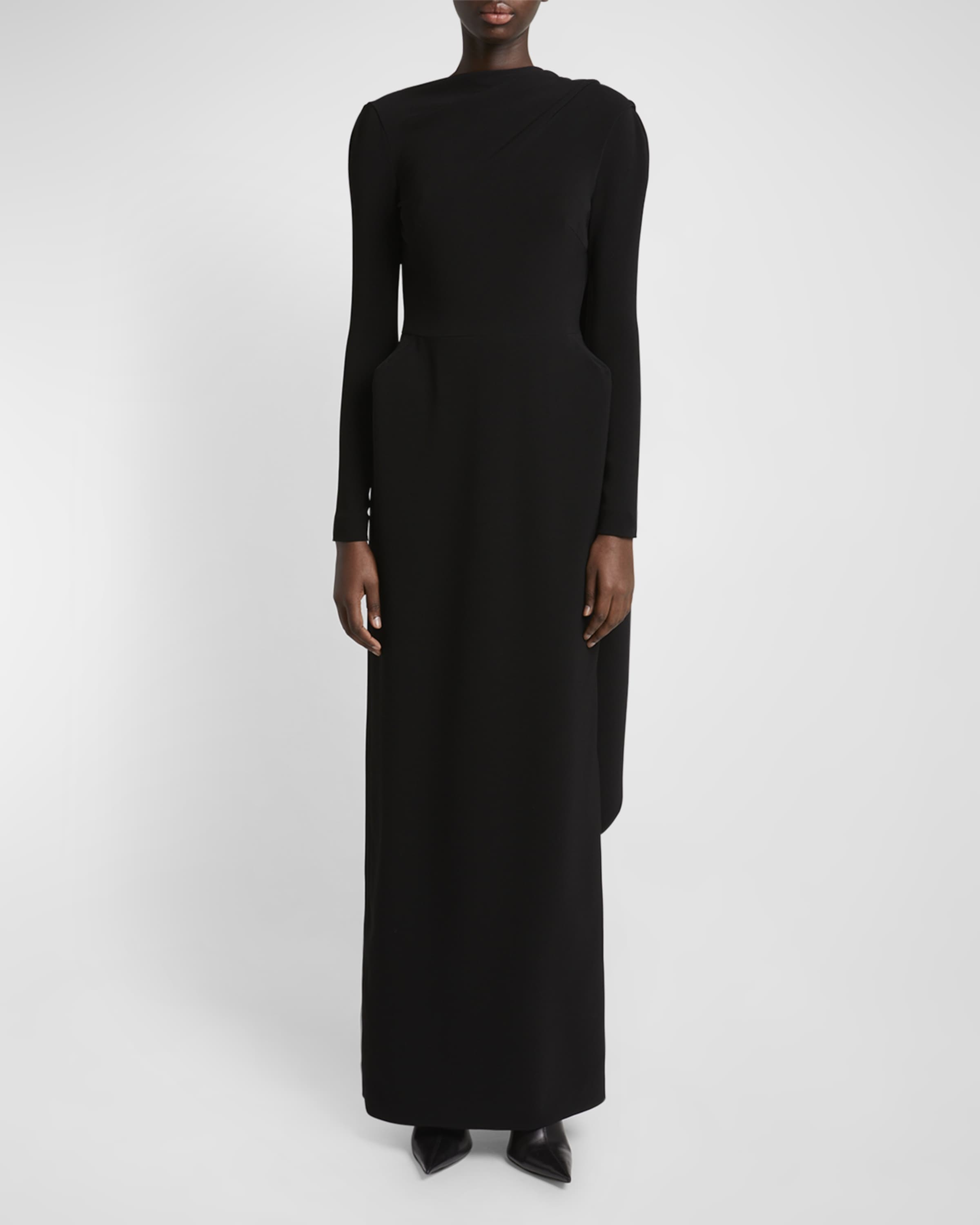 Stretch Crepe Cape Gown - 1