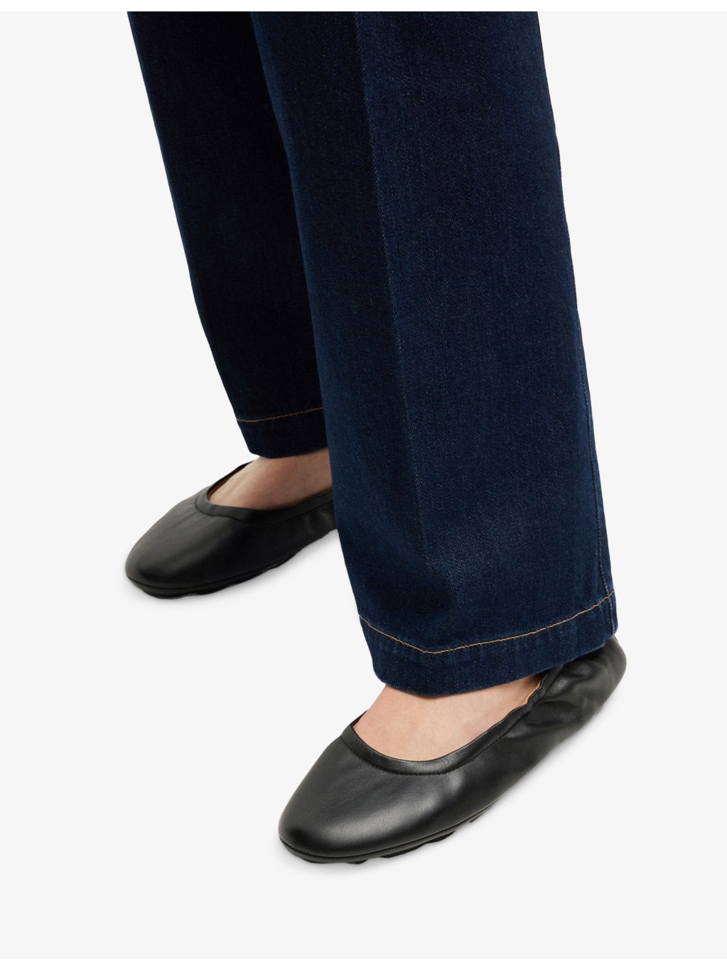 Tie-String Leather Ballet Flats - 5