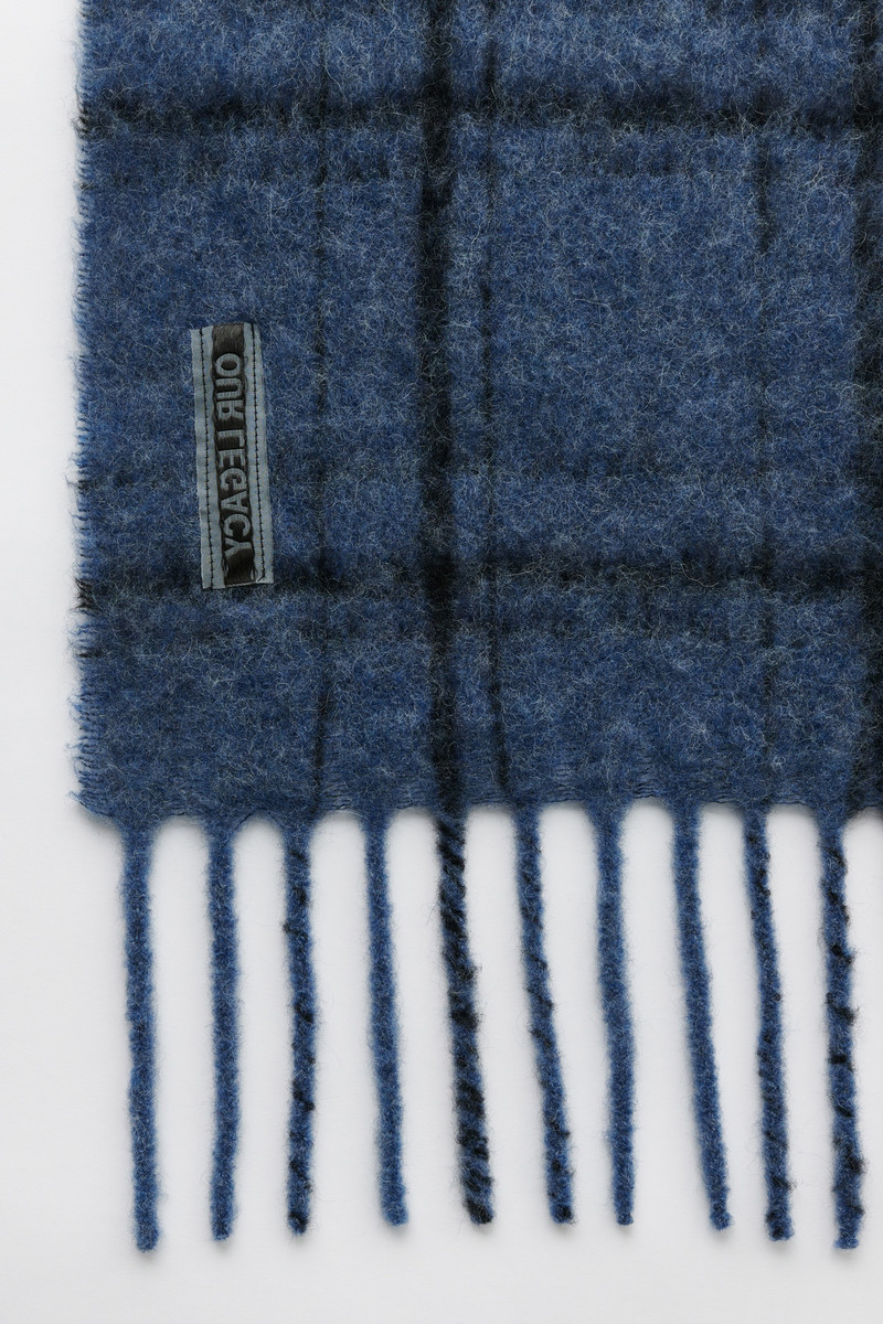 Our Legacy Estate Scarf Deep Sea Fuzzy Alpaca Check outlook