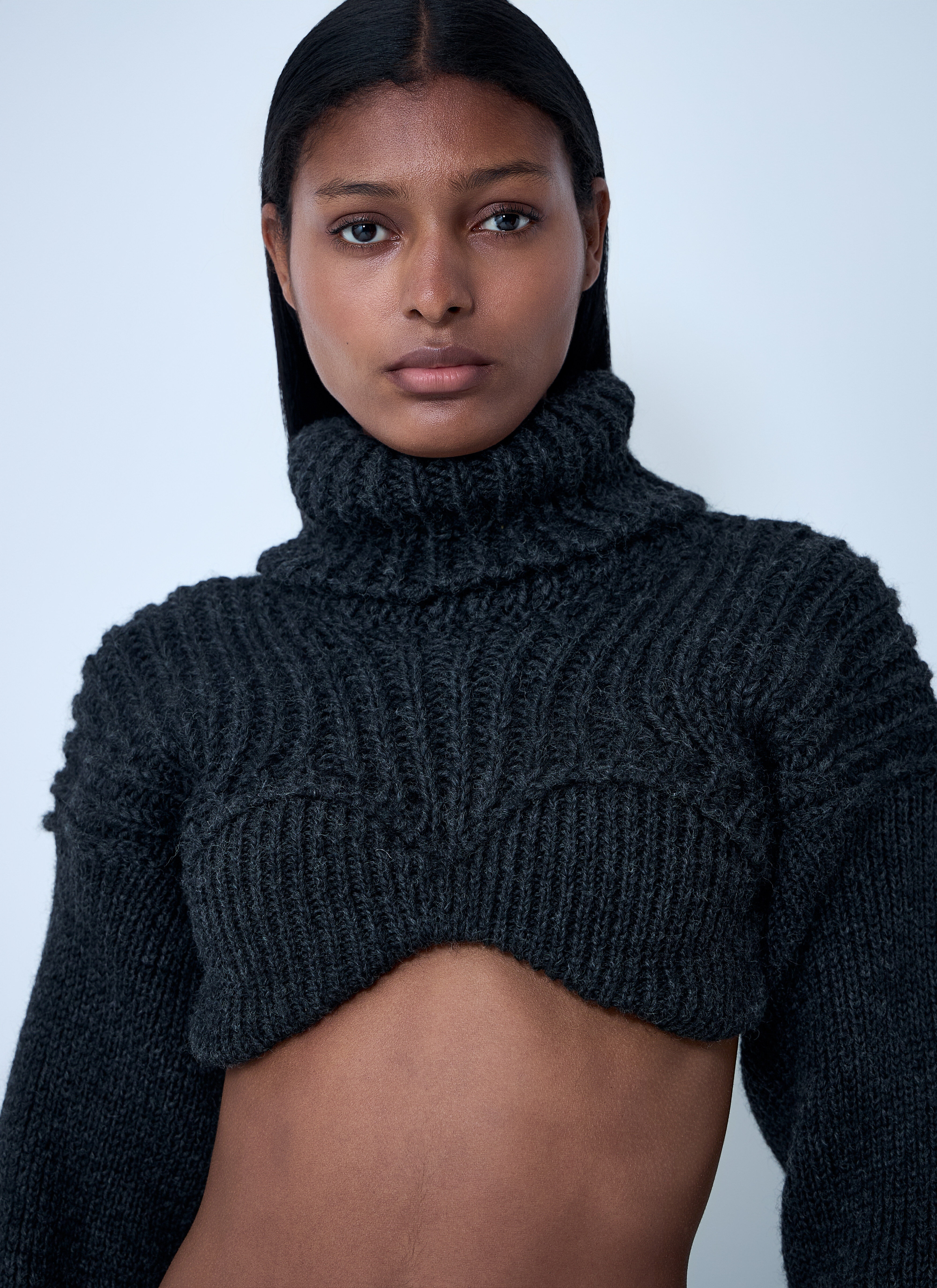 Cropped High Neck Sweater - 5