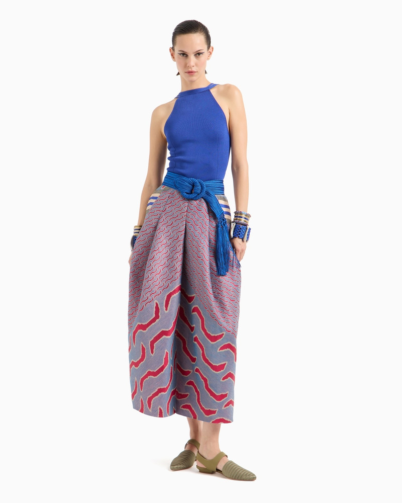 GIORGIO ARMANI LINEN, COTTON AND SILK JACQUARD MIDI SKIRT outlook