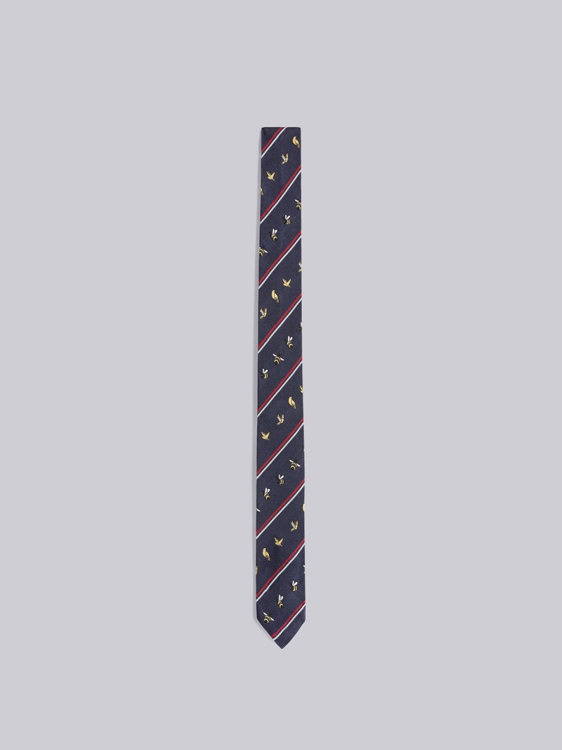 SHADOW STRIPE BIRDS AND BEES JACQUARD CLASSIC TIE 1