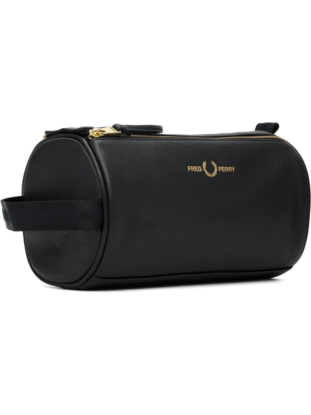 Black Tumbled Leather Wash Bag - 2