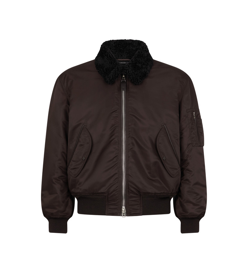 NYLON SHEARLING COLLAR FLIGHT BOMBER - 1