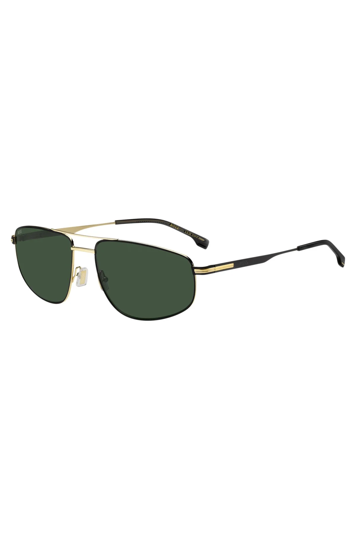 DOUBLE-BRIDGE SUNGLASSES IN BLACK WITH GOLD-TONE TRIMS - 1