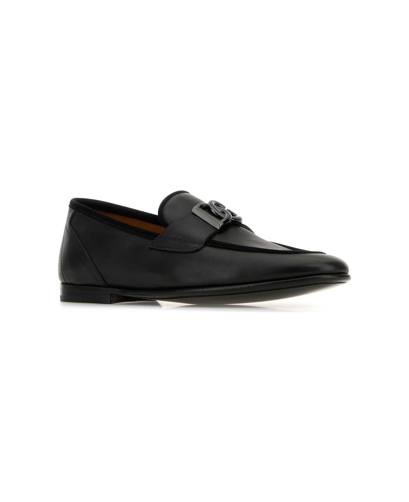 Black Leather Erice Loafers - 2
