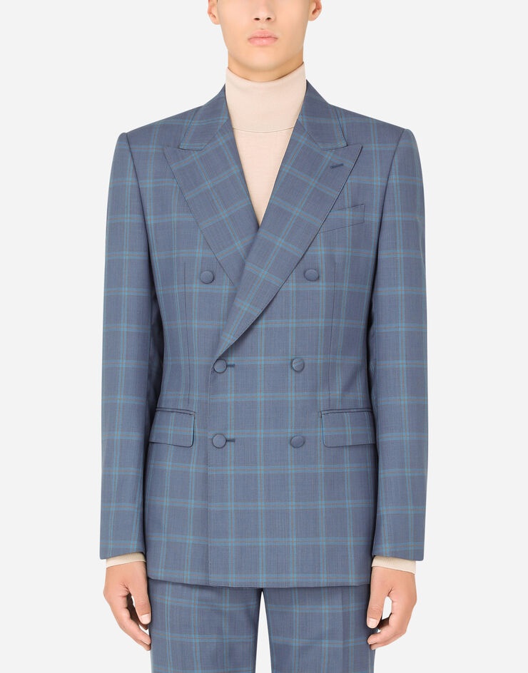 Double-breasted checked wool Sicily-fit suit - 4