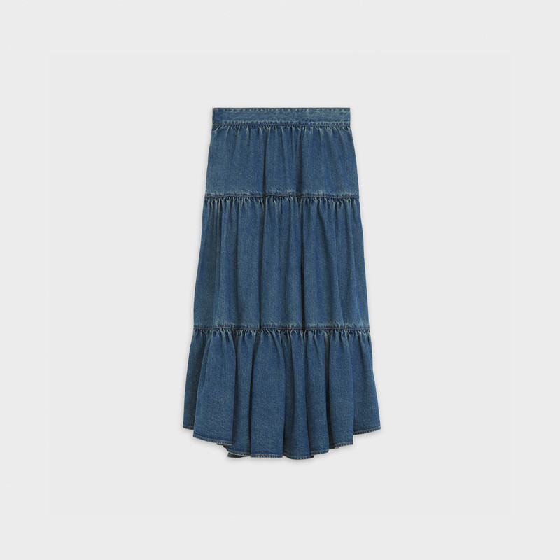CELINE MIDI PRAIRIE SKIRT IN LIGHTWEIGHT DENIM outlook