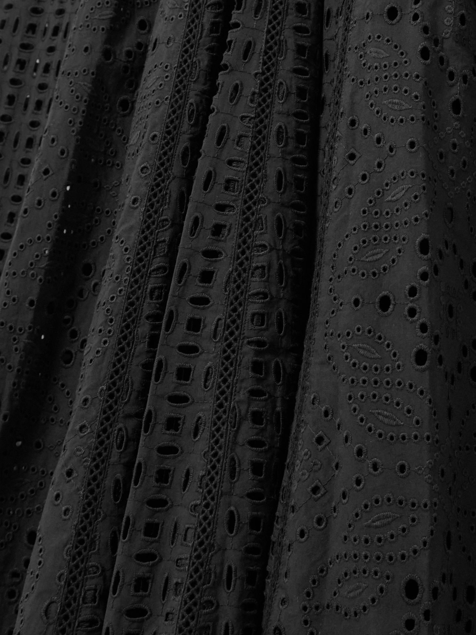 Alina tie-detailed tasseled broderie anglaise cotton maxi dress Black - 4