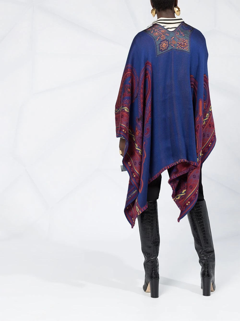 jacquard print poncho - 6