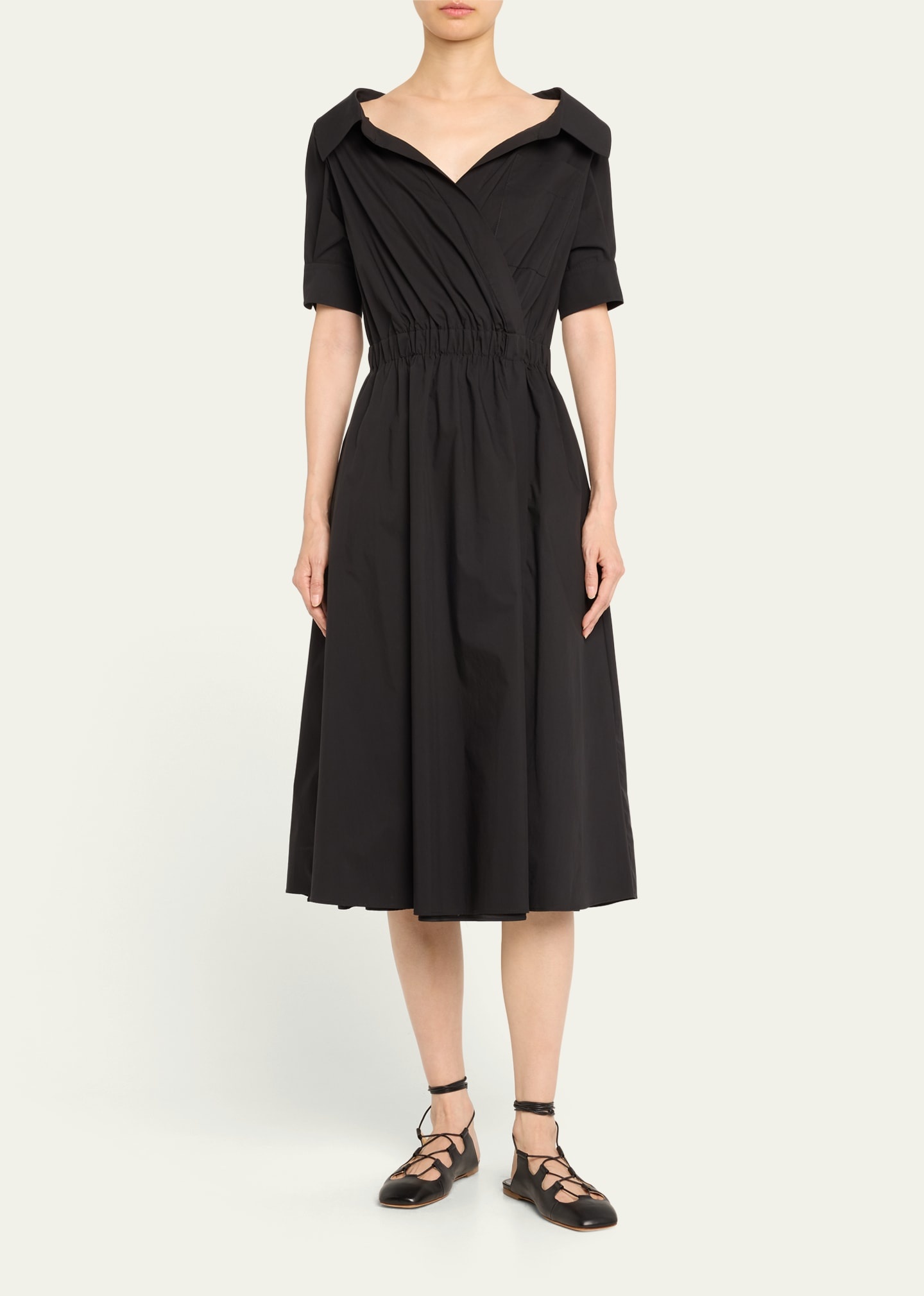 Lydia Short-Sleeve Midi Wrap Shirtdress - 2