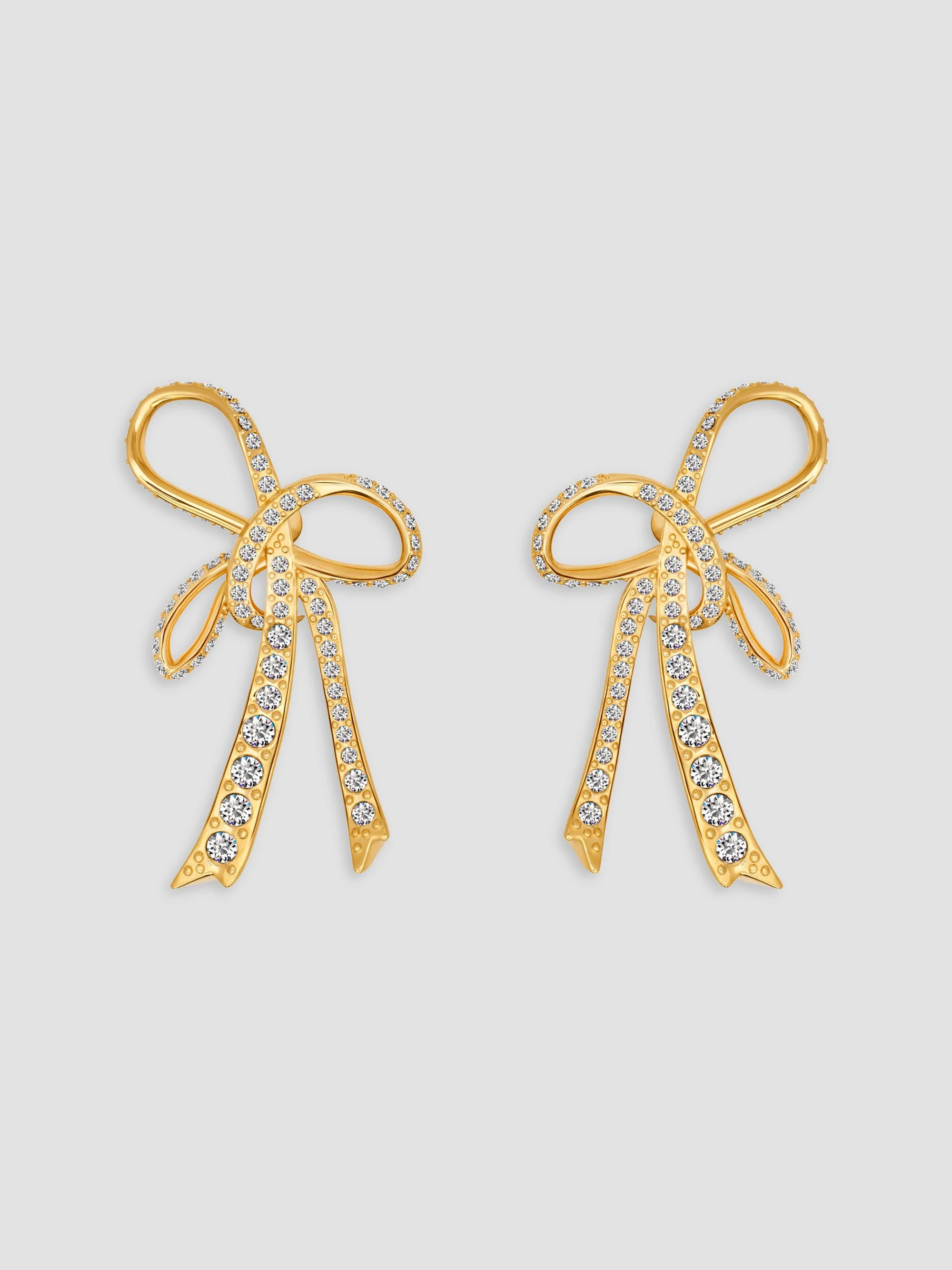 Women's Goldtone & Glass Crystal Bow Drop Earrings - Crystal - 1