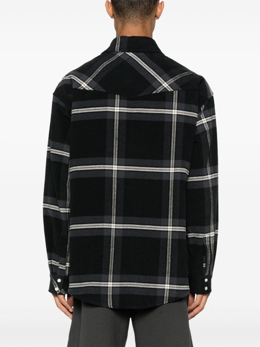 checked cotton-flannel shirt jacket - 4