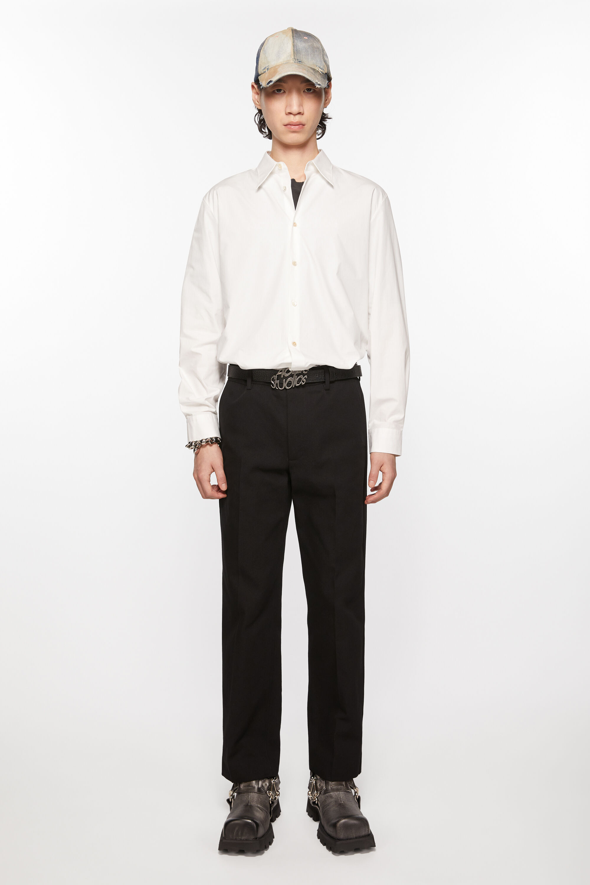 Twill cotton-blend trousers - Black - 2