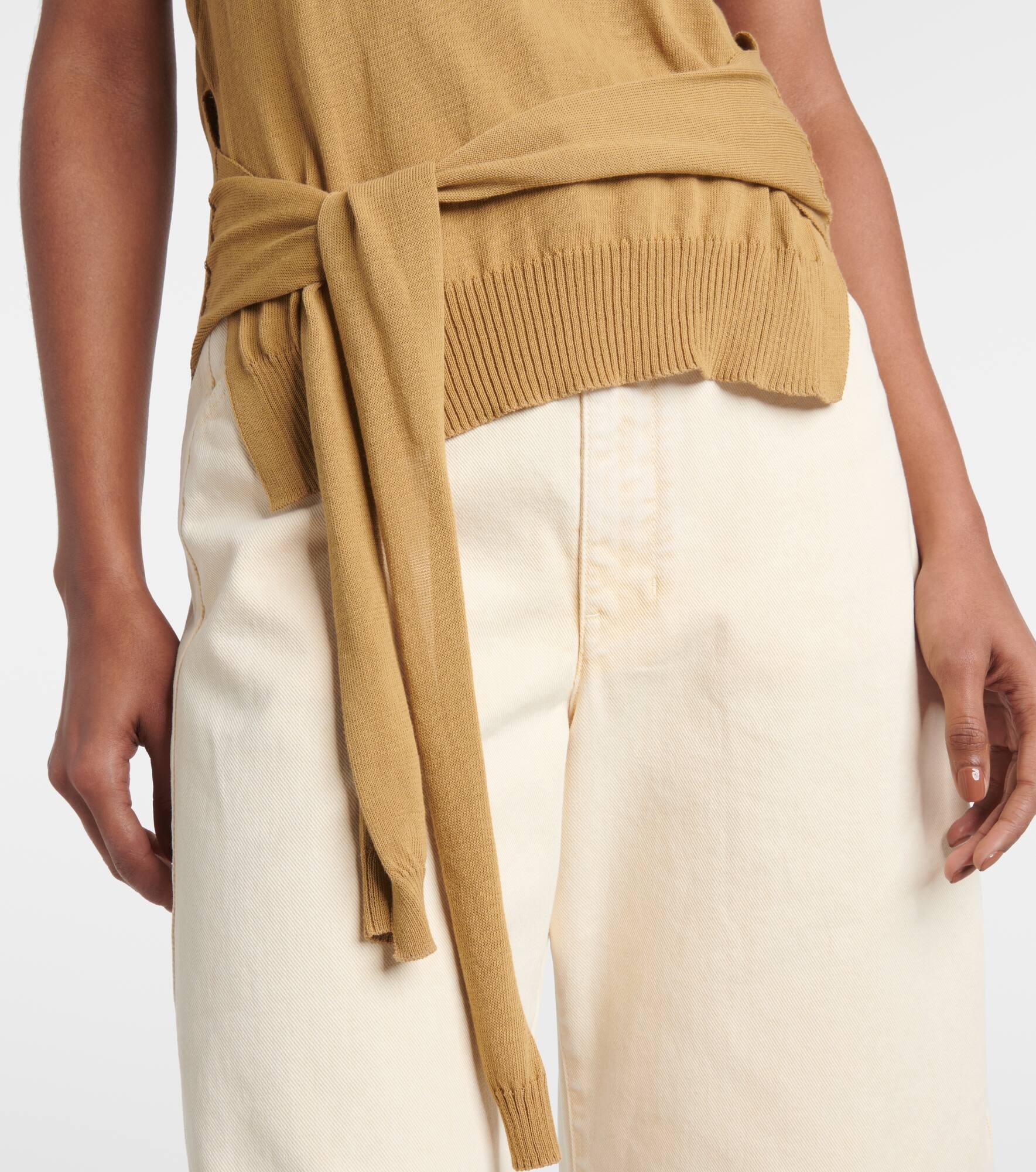 Knitted tie-detail cotton top - 5