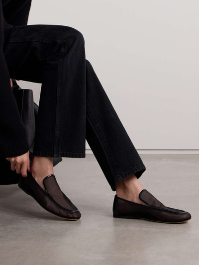 KHAITE Alessio leather-trimmed mesh loafers outlook
