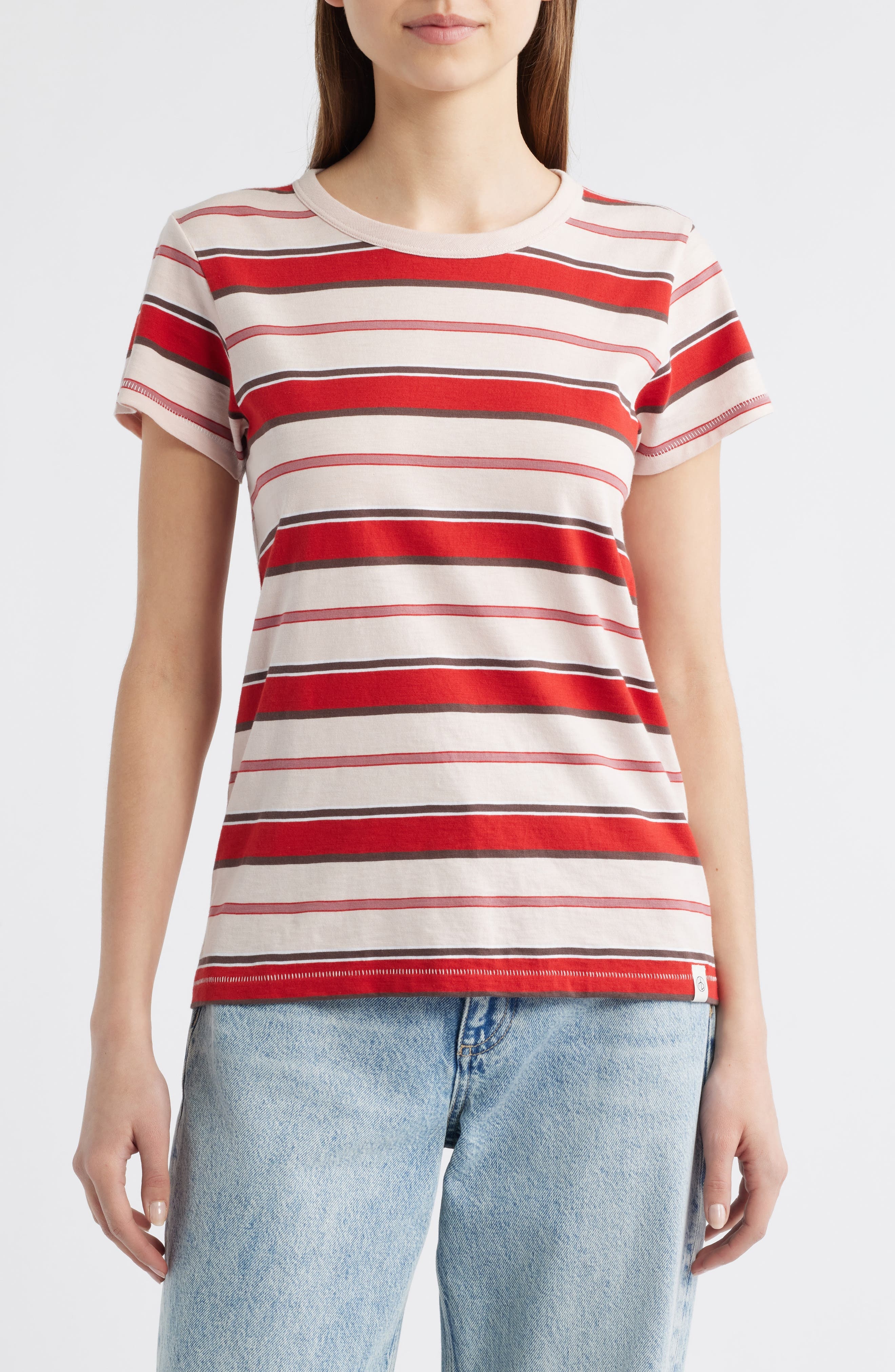 rag & bone The Slub Stripe T-Shirt in Pnkmt at Nordstrom - 1