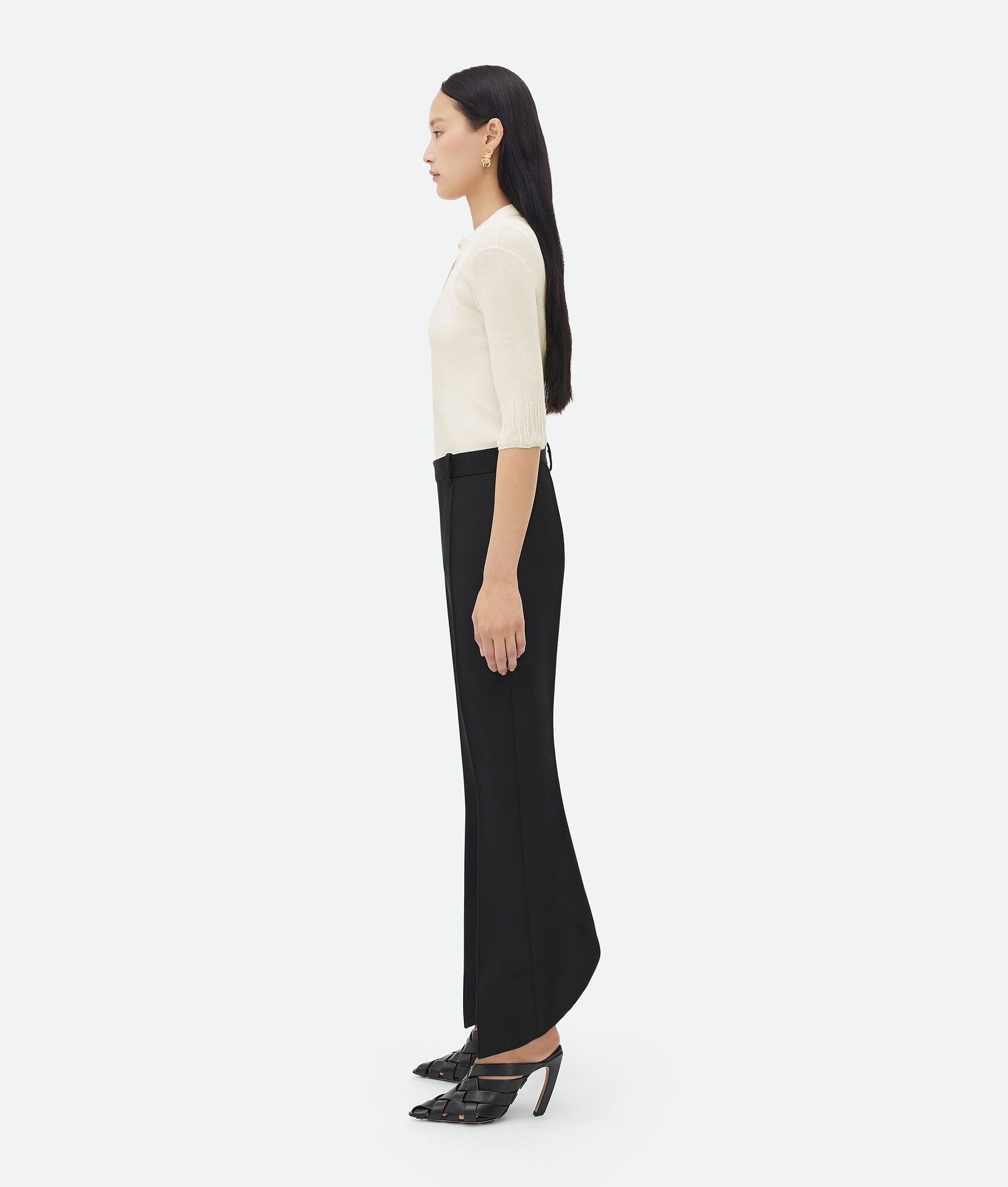 Curved Shape Wool Trousers - 2