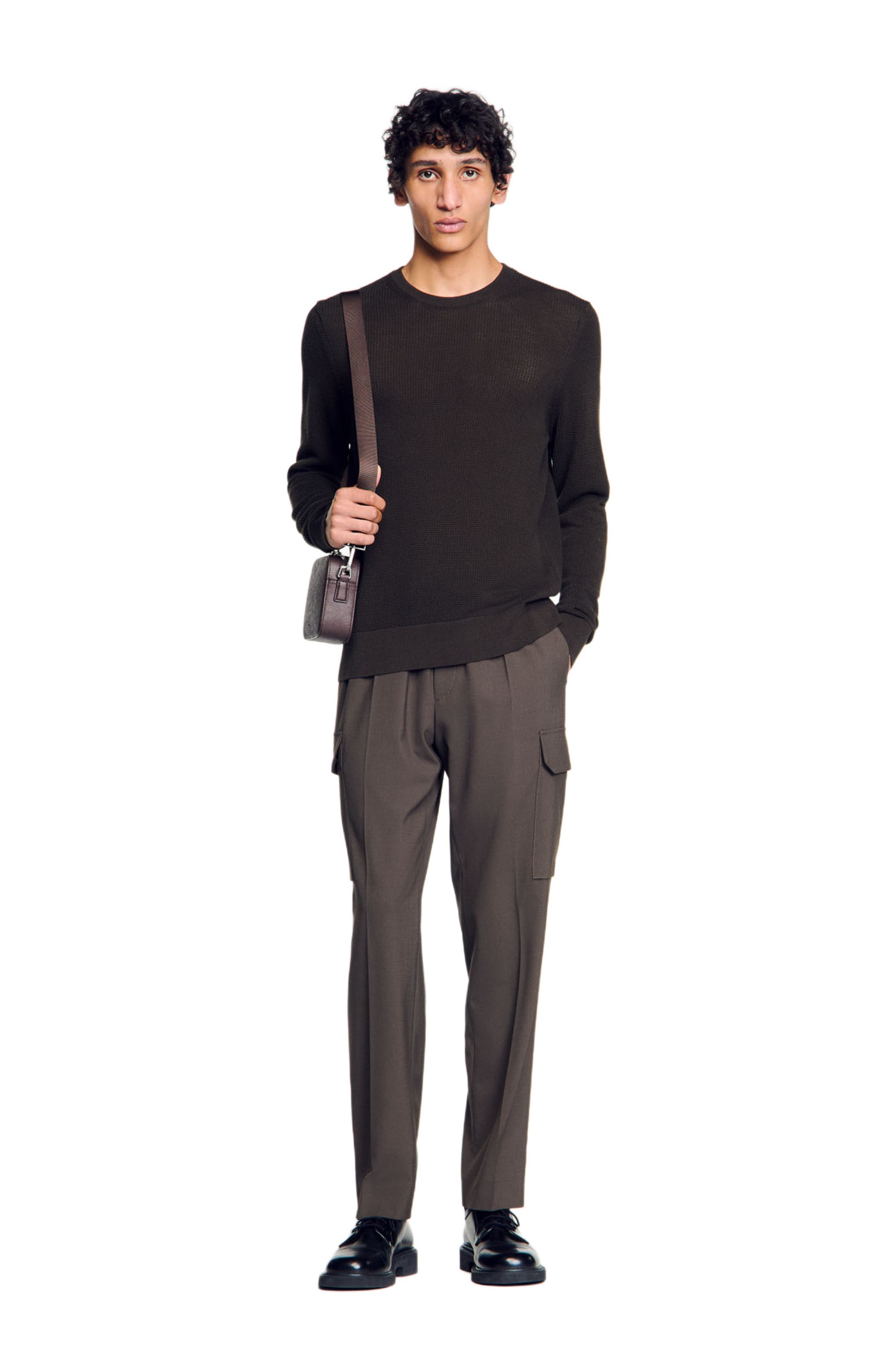 SANDRO Textured knit sweater in Dark Kaki. at Nordstrom - 6