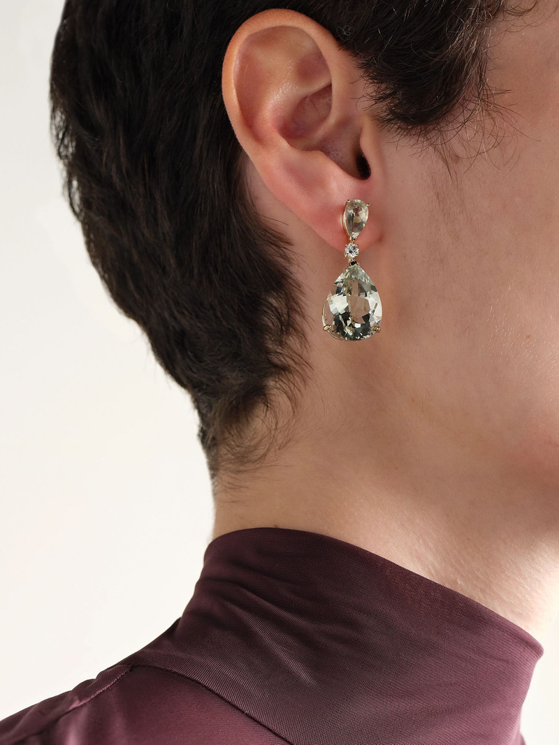 MATEO Sophia 14-karat gold, amethyst and diamond earrings Green outlook